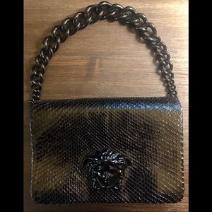 Versace Python Skin Black Handbag Shoulder Bag